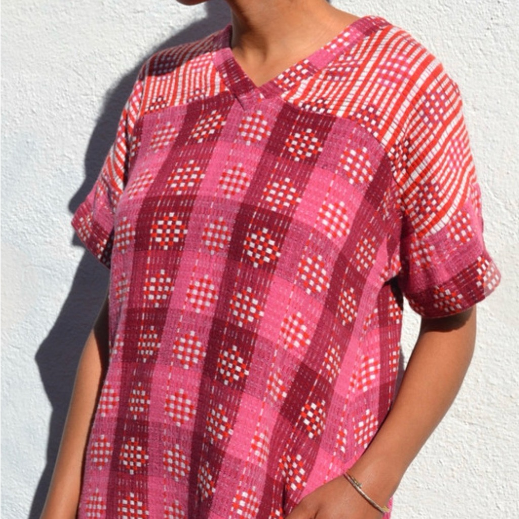 Ace & Jig Pink And Red Patterned Midi Dress